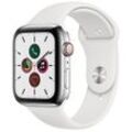 Apple Watch Series 5 (2019) GPS + Cellular 40 mm - Rostfreier Stahl Silber - Sportarmband Weiß