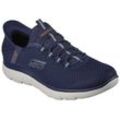 Slip-On Sneaker SKECHERS "SUMMITS-HIGH RANGE" Gr. 40, blau (navy), Herren, Textil, Schuhe, Freizeitschuh mit Slip Ins-Fersenpart für einen leichten Einstieg, Topseller