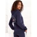 H.I.S Kapuzensweatjacke blau Gr. 32/34 für Damen. Mit Logodruck. Nachhaltig.