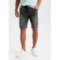 Jeansshorts BUFFALO Gr. M (48/50), N-Gr, schwarz (schwarz, moonwashed), Herren, Denim/Jeans, Obermaterial: 65% Baumwolle, 33% Polyester, 2% Elasthan, Destroyed-Effekte, Jeans, knielang, elastische Schlupf-Bermuda, kurze Hose in moonwashed