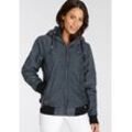 Outdoorjacke RAGWEAR "NUGETTKA PRINT O", Damen, Gr. M (38), blau (navy), Web, Obermaterial: 100% Polyester, gemustert, kontrastfarbene Details, bedruckt, mehrfarbig, casual, figurbetont, Langarm Bündchen, Jacken, mit Pünktchen Muster