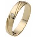 Trauring FIRETTI "Schmuck Geschenk Gold 375 Hochzeit Ehering "LIEBE"" Gr. 16,5, gold (gelbgoldfarben), Fingerringe, 16,5, 0,01 ct SI = kleine Einschlüsse mit Brillant, Gelbgold 585, 4mm, Made in Germany, wahlweise mit oder ohne Brillant