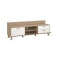 TV-Schrank ANDAS "Ikast TV-Möbel, Sideboard, TV-Unit, Fernsehschrank, TV-Element", weiß (jackson hickory, weiß), B:181,9cm H:61,6cm T:51,2cm, Spanplatte, Schränke, 1 Tür, 2 Schubladen, Breite 182 cm, Höhe 61,6 cm