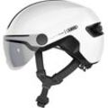 Fahrradhelm ABUS "HUD-Y ACE" Gr. L, weiß, Helme, L Kopfumfang: 57cm - 61cm, unifarben, glänzend