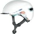 Fahrradhelm ABUS "HUD-Y" Gr. M, weiß (flower weiß), Helme, M Kopfumfang: 54cm - 58cm