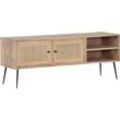 Lowboard GUTMANN FACTORY "Liam", beige (natur), B:140cm H:55cm T:42cm, Sideboards, Kommode mit Rattangeflecht