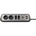 Eck-Steckdosenleiste brennenstuhl® estilo, 4-fach + USB-Ladefunktion, IP20, mit Kabel & Klebepads, L 70 x B 100 x H 300 mm, schwarz-silber