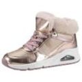 Schnürboots SKECHERS "TRIM", Kinder, Gr. 30, rosa (roségoldfarben, metallic), Synthetik, Glitzer, modisch, Schuhe Schnürboots Sneakerboots, mit Reißverschluss