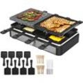 Raclette Grill Raclette Party Grill für 8 Personen Mit kombinierter Grillfläche Naturgrillstein und Grillplatte 1.400 Watt Antihaftbeschichtet und