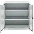 Schäfer Shop Genius Flügeltürenschrank FS, Stahl, mit Belüftungslöchern, B 1055 x T 520 x H 1105 mm, 3 OH, Lichtgrau/Lichtgrau, bis 300 kg