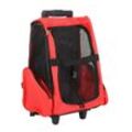 Hundetrolley Transporttasche Tragetasche 2-in-1 Haustierrucksack Rot