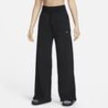 Nike Sportswear Phoenix Plush weiche Fleece Damen-Trainingshose mit hohem Taillenbund und weitem Bein - Schwarz