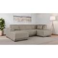 Wohnlandschaft HOME AFFAIRE "Wohnlandschaft Bornholm mit Recamiere rechts/links bestellbar", grau (taupe), B:300cm H:85cm T:162cm, 100% Polyester, Sofas, U-Form mit Wellenunterfederung, Maße B/T/H: 300/162/85 cm