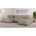 Wohnlandschaft HOME AFFAIRE "Wohnlandschaft Bornholm mit Recamiere rechts/links bestellbar", grau (taupe), B:300cm H:85cm T:162cm, 100% Polyester, Sofas, U-Form mit Wellenunterfederung, Maße B/T/H: 300/162/85 cm