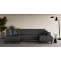 Wohnlandschaft HOME AFFAIRE "Wohnlandschaft Arros U-Form, mit Wellenunterfederung", grau (anthrazit), B:300cm H:81cm T:163cm, 100% Polyester, Sofas, incl. loser Zierkissen, Maße B/T/H: 300/163/81 cm, auch in Cord