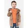 Parka GULLIVER, Jungen, Gr. 98, braun, 100% Baumwolle, bedruckt, casual, normal, ohne Ausschnitt, Langarm, Jacken, mit praktischer Kapuze