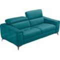 Schlafsofa EGOITALIANO "Francine, Designsofa, Loungesofa mit Dauerschlaffunktion, Bettfunktion", blau (teal), B:233cm H:100cm T:106cm, Sofas, hochwertiger Metallbettrahmen & Matratze, Kopfteil manuell verstellbar