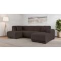 Wohnlandschaft HOME AFFAIRE "Wohnlandschaft Bornholm mit Recamiere rechts/links bestellbar", braun, B:300cm H:85cm T:162cm, 100% Polyester, Sofas, U-Form mit Wellenunterfederung, Maße B/T/H: 300/162/85 cm