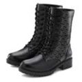 Stiefelette LASCANA Gr. 37, schwarz Damen Schuhe mit modischem Druck, Stiefel, Boots VEGAN