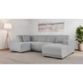 Wohnlandschaft HOME AFFAIRE "Wohnlandschaft Bornholm mit Recamiere rechts/links bestellbar", grau, B:300cm H:85cm T:162cm, 100% Polyester, Sofas, U-Form mit Wellenunterfederung, Maße B/T/H: 300/162/85 cm