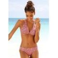 Bügel-Bikini-Top LASCANA "Mae" Gr. 36, Cup F, rosa (lachs, bedruckt), Damen, Polyamid, bedruckt, Animalprint, Bikini-Oberteile, farbenfroher Animalprint, herausnehmbare Cups, im Nacken zu binden