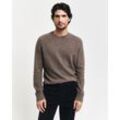 Rundhalspullover GANT "WOOL BLEND C-NECK" Gr. M, schwarz hazelnut melange, Herren, Strick, Obermaterial: 40% Wolle, 30% Baumwolle, 15% Alpaka, 15% Polyamid, meliert, Pullover, in melierter Optik