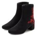 Stiefelette LASCANA Gr. 35, schwarz Damen Schuhe mit floralem Muster, Stiefel, Boots VEGAN