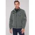 Blouson CAMP DAVID, Herren, Gr. M, grün (khale grün), Obermaterial: 93% Polyester, 7% Polyamid, bestickt, casual, regular fit taillenbedeckt, ohne Ausschnitt, Langarm Rippbündchen, Jacken, mit vielen Patches