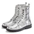 Stiefelette LASCANA Gr. 37, silberfarben Damen Schuhe im angesagten Metallic-Look, Stiefel, Boots VEGAN