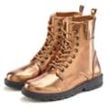 Stiefelette LASCANA Gr. 36, braun (bronzefarben) Damen Schuhe im angesagten Metallic-Look, Stiefel, Boots VEGAN