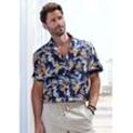 Hawaiihemd JOHN DEVIN "Regular fit", Herren, Gr. L (41/42), N-Gr, blau (navy, bedruckt), Web, Obermaterial: 100% Baumwolle, bedruckt, casual, regular fit, Rundhals, Kurzarm abgesteppte Kante, Hemden, Kurzarm, Freizeithemd mit Palmendruck aus reiner Baumwolle