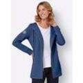 Shirtjacke CASUAL LOOKS "Jersey-Jacke" Gr. 40, blau (jeansblau), Damen, 95% Polyester, 5% Elasthan, unifarben, Shirts