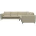 Ecksofa FLEXLUX "Fiore, L-Form, bequem und komfortabel durch hochwertigem Sitzaufbau", beige (sandy beige), B:249cm H:85cm T:92cm, 100% Polyester, Sofas, schmale Armlehnen, Kaltschaum, Füße Alu+schwarz