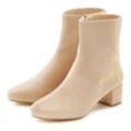 Stiefelette LASCANA Gr. 35, beige, Damen, Obermaterial: 100% Textilmaterial. Futter: Lederimitat. Decksohle: Laufsohle: Synthetik, unifarben, bestickt, Schuhe, mit floralem Muster, Stiefel, Boots VEGAN