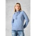 Sweatshirt CECIL Gr. L (42), whisper blau melange, Damen, 80% Baumwolle, 20% Polyester, bedruckt, Sweatshirts, mit Grafik-Print