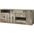 Sideboard INNOSTYLE "BONANZA", braun, B:193cm H:80cm T:48cm, Holzwerkstoff, Sideboards, 3 Holztüren, 7 Schubladen, 9 Fächer, Softclose, ABS Kantenschutz