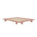 Bettgestell KARUP DESIGN "JAPAN BED Bodenbett, Holzrahmen, Futonbett, Jugendbett, Holzbett" Betten Gr. Liegefläche B/L: 160cm x 200cm Betthöhe: 20cm, kein Härtegrad, pink (kiefer sky lackiert) Massivholzbett mit Lattenrost, Kiefer massiv, Doppelbett ohne Kopfteil