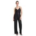 Overall VERA MONT "Vera Mont Jumpsuit mit V-Ausschnitt", Damen, Gr. 40, Normalgrößen, schwarz (schwarz, schwarz), Obermaterial: 95% Polyester, 5% Elasthan. Futter: 100% Polyester., feminin, figurbetont, V-Ausschnitt, ohne Ärmel, Overalls, Materialmix