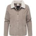 Cordjacke RAGWEAR "Walinea Corduroy" Gr. L (40), weiß (bone) Damen Jacken Stylische Jacke aus Cord mit Teddyfell-Kragen