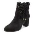 High-Heel-Stiefelette LASCANA Gr. 35, schwarz, Damen, Obermaterial: 100% Textilmaterial. Futter: Decksohle: Laufsohle: Synthetik, Schuhe Sommerboots Stiefelette Brautschuh mit modischer Spitze und bequemen Blockabsatz, Ankle Boot, Stiefel