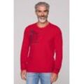 Rundhalspullover CAMP DAVID, Herren, Gr. 4XL, rot (flight rot), Material: 100% Baumwolle, bedruckt, bestickt, casual, lässig geschnitten normal, hoch geschlossener Ausschnitt, Langarm eingesetzt Rippbündchen, Pullover, aus Baumwolle