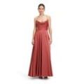 Abendkleid VERA MONT "Vera Mont Abendkleid mit Wasserfallausschnitt", Damen, Gr. 34, Normalgrößen, braun (bright rust), Satin, Obermaterial: 97% Polyester, 3% Elasthan. Futter: 100% Polyester., elegant, figurumspielend lang, Wasserfallausschnitt, Kleider, Material