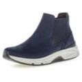 Chelseaboots GABOR ROLLINGSOFT Gr. 38,5, blau (dunkelblau), Damen, Nubukleder, unifarben, Schuhe, Stiefelette, Schlupfschuh, High Top-Sneaker mit Logo an der Ferse