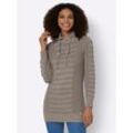 Longpullover CASUAL LOOKS "Longpullover", Damen, Gr. 36, grau (taupe), 50% Baumwolle, 50% Polyacryl, unifarben, Langarm, Pullover