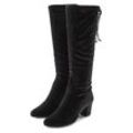 Stiefel, Damen, Gr. 37, schwarz (schwarz samt), Obermaterial: 100% Synthetik. Futter: 100% Textilmaterial. Decksohle: 100% Lederimitat. Laufsohle: 100% Synthetik, LASCANA BELLE AFFAIRE, unifarben, Samtoptik, sexy, Schuhe, Langer Stiefel, Stiefelette, Blockabsatz