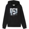 TOM TAILOR DENIM Herren Hoodie mit Print, schwarz, Print, Gr. XXL