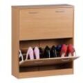 WOHNLING Schuhschrank mit 2 Klappen 87 cm Schuhkipper Buche