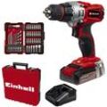 EINHELL Akku-Bohrschrauber "TE-CD 18/2 Li +39" Bohrmaschinen mit Koffer, Akku 18V2,5Ah, Ladegerät und 39-tlg. Zubehörset rot (baumarkt)