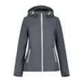 Softshelljacke ICEPEAK "D SOFTSHELLJACKE BRENHAM", Damen, Gr. 36, grau (granite), Web, Obermaterial: 95% Polyester, 5% Elasthan, sportlich, regular fit hüftlang, Langarm, Jacken, mit hohem Stehkragen