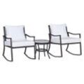 Gartengarnitur Schaukelstuhl Set Lounge 3 tlg. Rattan Braun